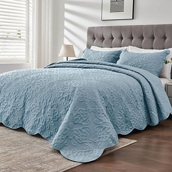 Lightweight Reversible Quilted Coverlet Set Soft All Season Easy Care Bedroom Decor