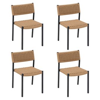 SUNSITT Patio Dining Chair Set of 4 Assembled Wicker Dining Chairs