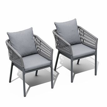 SUNSITT Patio Dining Chairs Set of 2, Woven Rope Outdoor Chairs w/Cushions