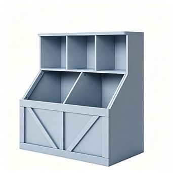 Kids Bookshelf Toy Storage Organizer Step Shelf Large Bin Cabinet Playroom Bedroom