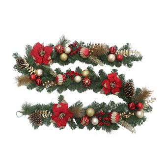9 Ft Pre-Lit Christmas Garland, 40 LED Battery Timer, Mantel Staircase TV Stand Decor