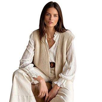 Women's Solid-Color Knitted Sleeveless Layering Vest/Outerwear Gilet