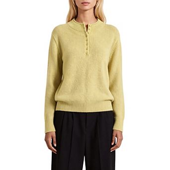 Women Half Button Sweater Crew Neck Loose Oversized Long Sleeve Knit Top Pullover Casual Wear