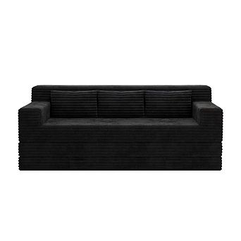 Trifold Convertible Sofa Bed, Modern Corduroy Floor Sleeper Couch with Side Storage Pockets