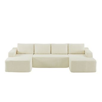 125.9" Oversized Boneless Couch,U Shaped Cloud Sectional Sofa