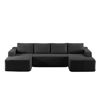 125.9" Oversized Boneless Couch,U Shaped Cloud Sectional Sofa