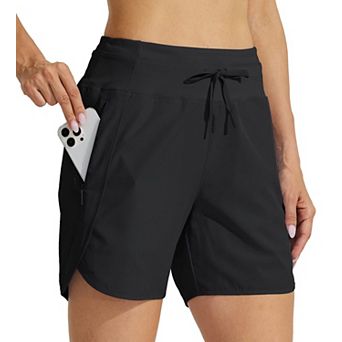 Women's High Waisted Athletic Shorts Quick Dry Zipper Pocket Workout Gym Hiking