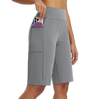 Women's 12" Bermuda Athletic Shorts High Waisted Pockets UPF50+ Quick Dry Running Workout