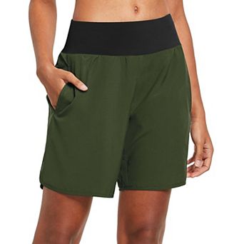 Women's 7 Inch Running Shorts With Liner Zipper Pocket High Waisted Workout Gym Wear