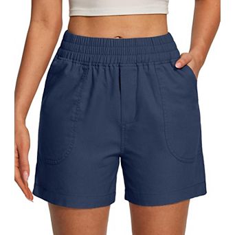 Women's High Waisted Linen Blend Wide Leg Shorts With Pockets Casual Summer Wear