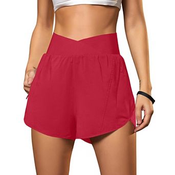 Womens Athletic Running Shorts Crossover Gym Workout