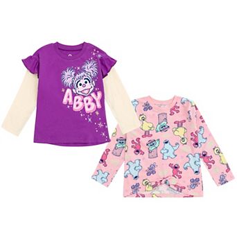 Sesame Street 2-Pack Long Sleeve Ruffle T-Shirts