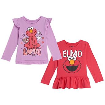 Sesame Street 2-Pack Long Sleeve Ruffle T-Shirts