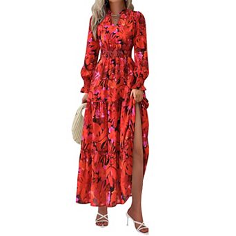 Womens Fall A Line Maxi Dress Wedding Guest