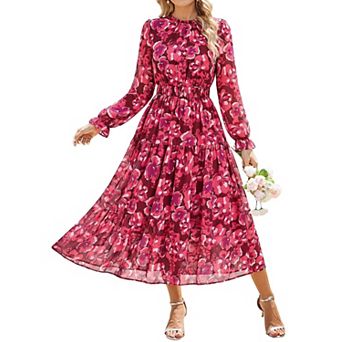 Womens Long Sleeve Fall Wedding Guest Maxi Dress
