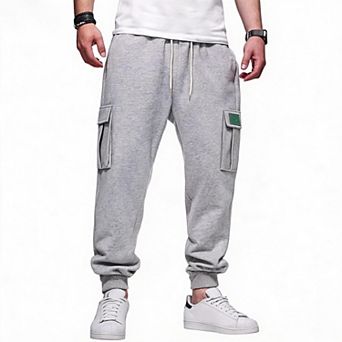 Men's Fleece Lined Casual Multi Pocket Cargo Jogger Sweatpants