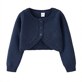 Girls Bolero Cardigan Sweater Toddler Kids Long Sleeve Button Knit Shrug Cropped Cover Up Tops