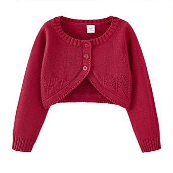 Girls Bolero Cardigan Sweater Toddler Kids Long Sleeve Button Knit Shrug Cropped Cover Up Tops