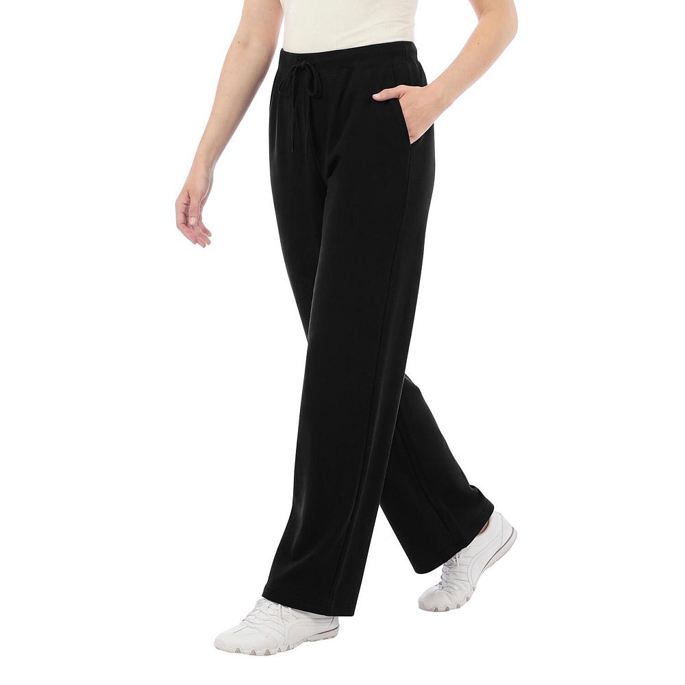 Woman Within Plus Size Drawstring-Waist Wide-Leg Fleece Sweatpant