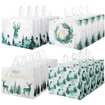 16 pc Reusable Christmas Gift Bags Non Woven Party Supplies