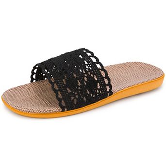 Women's Crochet Hollow‑Out Flat Slide Slippers
