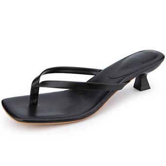 Women's Square‑Toe Kitten Heel Thong Slide Sandals