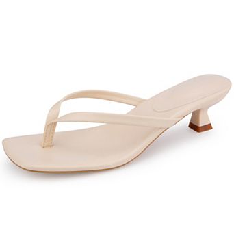 Women's Square‑Toe Kitten Heel Thong Slide Sandals