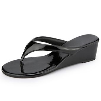 Women's Classic Wedge‑Heel Toe‑Post Slide Sandals