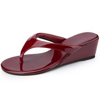 Women's Classic Wedge‑Heel Toe‑Post Slide Sandals