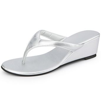 Women's Classic Wedge‑Heel Toe‑Post Slide Sandals