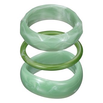 3 pc Acrylic Bangle Bracelet Set, Cuff Wide Geometric Chunky Stackable Bangles Wristband Bracelet