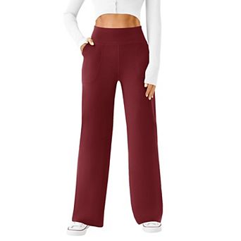 Womens Wide Leg High Waist Casual Yoga Pants Trousers Pockets
