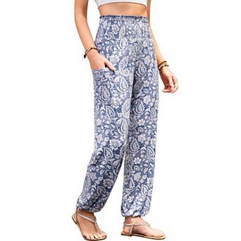 Womens High Waist Boho Yoga Harem Pants With Pockets