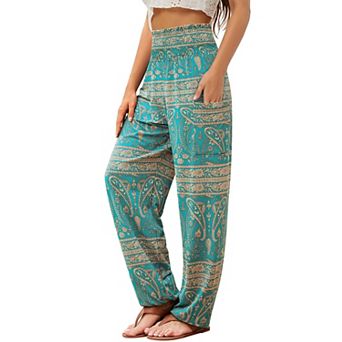 Womens High Waist Boho Yoga Harem Pants With Pockets