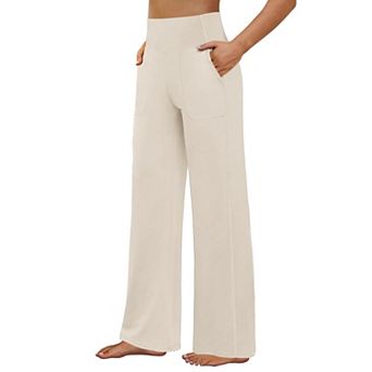 Womens High Waist Wide Leg Yoga Pants Pockets