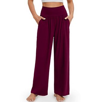 Womens Wide Leg Yoga Pants Flowy Lounge Pockets