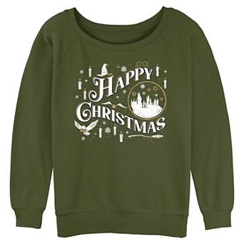 Juniors' Harry Potter Happy Christmas Hogwarts & Hedwig Graphic Pullover