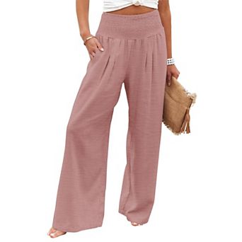 Womens Yoga Elastic High Waist Wide Leg Palazzo Lounge Pants Pocket