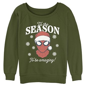 Juniors' Marvel Spider-Man Tis The Season to Be Amazing Graphic Pullover