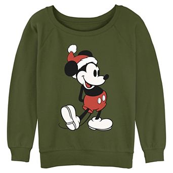 Juniors' Disney's Mickey Mouse Santa Hat Graphic Pullover