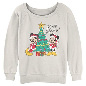 Juniors' Disney's Mickey & Minnie Happy Holidays Christmas Tree Graphic Pullover