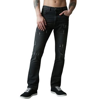 Men’s Straight‑Leg Distressed Denim Jeans, Casual Scratch‑Detail Fashion Long Pants
