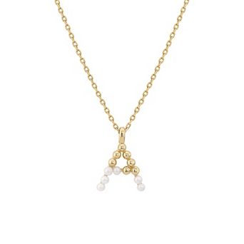 Cultured Pearl Pavé Initial Necklace