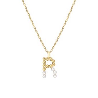 Cultured Pearl Pavé Initial Necklace