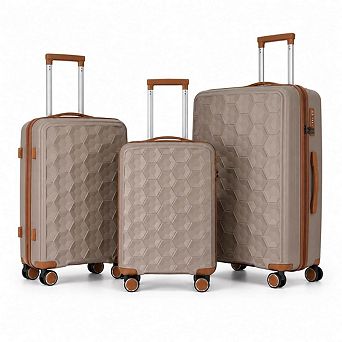 Luggage Set 3 pc Lightweigh PP Suitcase with 4 Silent Spinner Wheels, TSA Lock, 20"/24"/28"