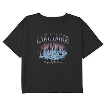 Girls 6-18 Lake Tahoe The Jewel of the Sierras Boxy Cropped Graphic Tee