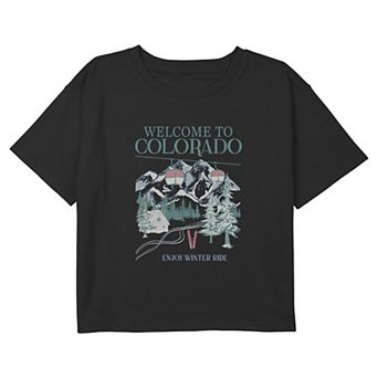 Girls 6-18 Welcome To Colorado Boxy Cropped Graphic Tee