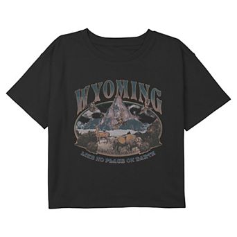 Girls 6-18 Wyoming Like No Place On Earth Boxy Cropped Graphic Tee