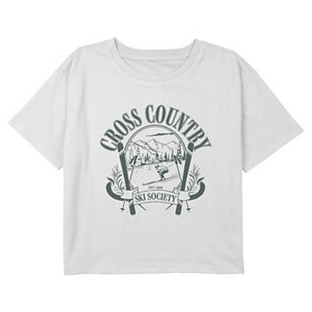 Girls 6-18 Cross Country Ski Society Boxy Cropped Graphic Tee