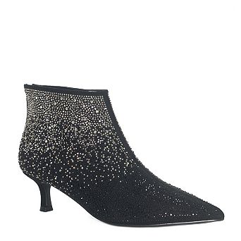 Rhinestone Mesh Pointed-Toe Ankle Bootie